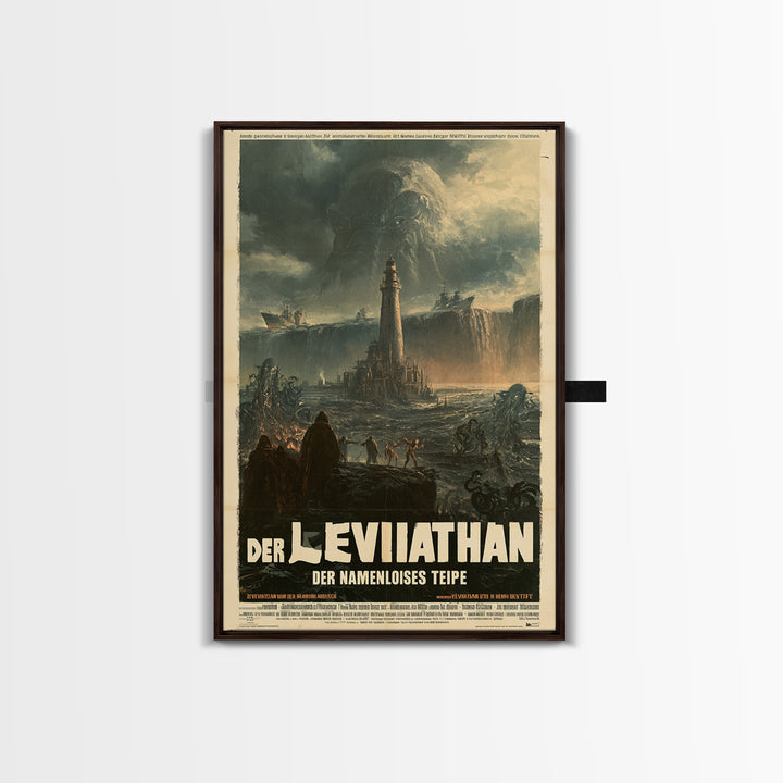 The Leviathan Of The Nameless Deep, German Language Horror Movie Poster, 1960s Horror Art, Cult Horror Poster, Framed Canvas Print