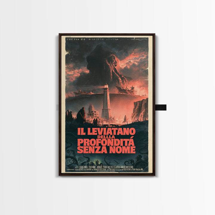 The Leviathan Of The Nameless Deep, Italian Language Horror Movie Poster, 1970s Horror Art, Gothic Cinema Wall Art, Framed Canvas Print