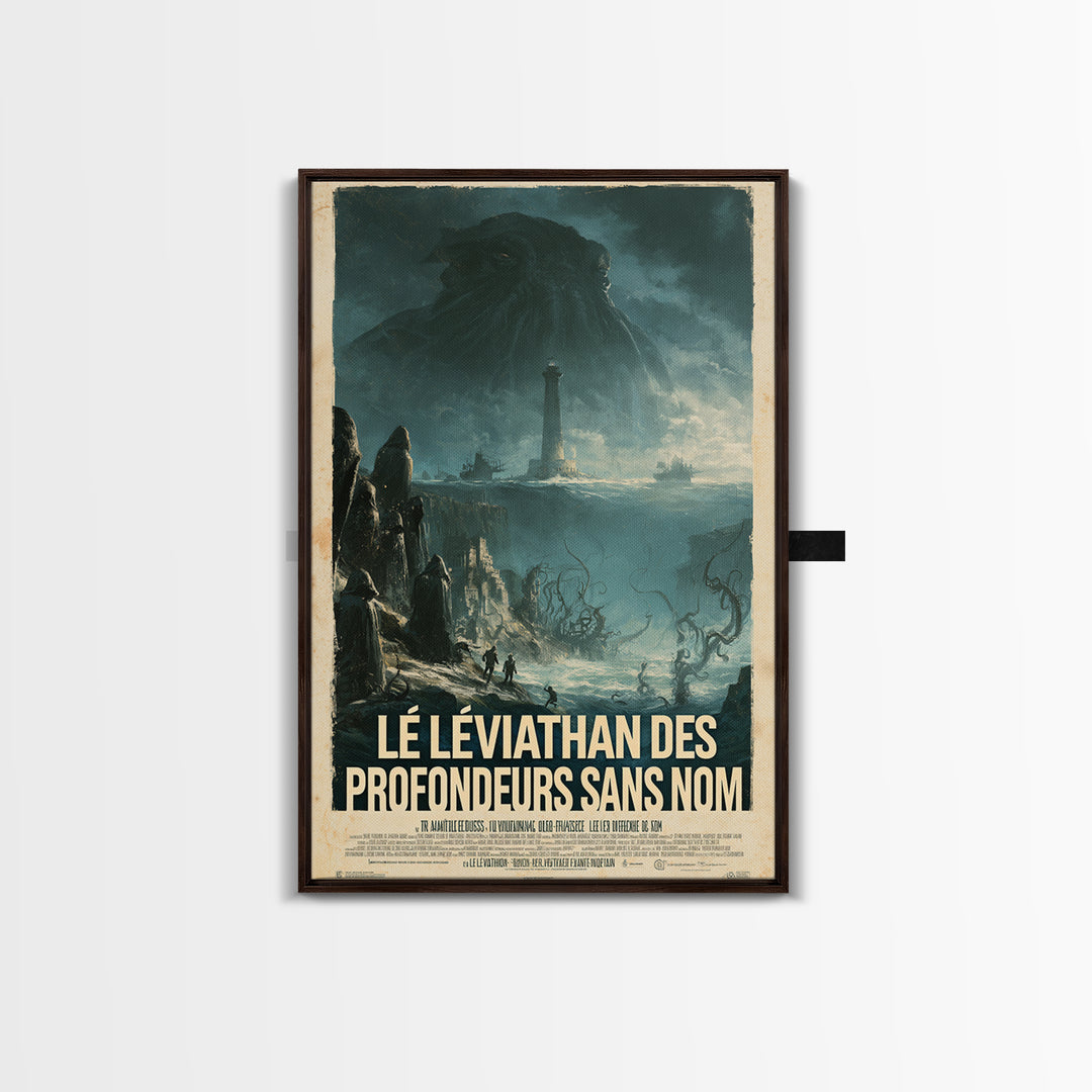 The Leviathan Of The Nameless Deep, French Language Horror Movie Poster, 1960s Horror Art, Classic Monster Poster, Canvas Print