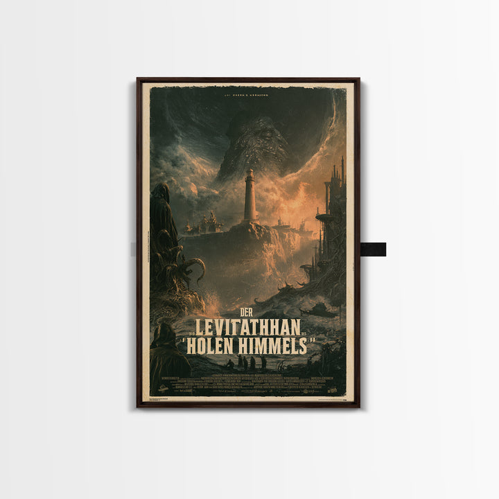 The Leviathan Of The Hollow Sky, German Language Horror Movie Poster, 1960s Horror Art, Gothic Cinema Wall Art, Framed Canvas Print