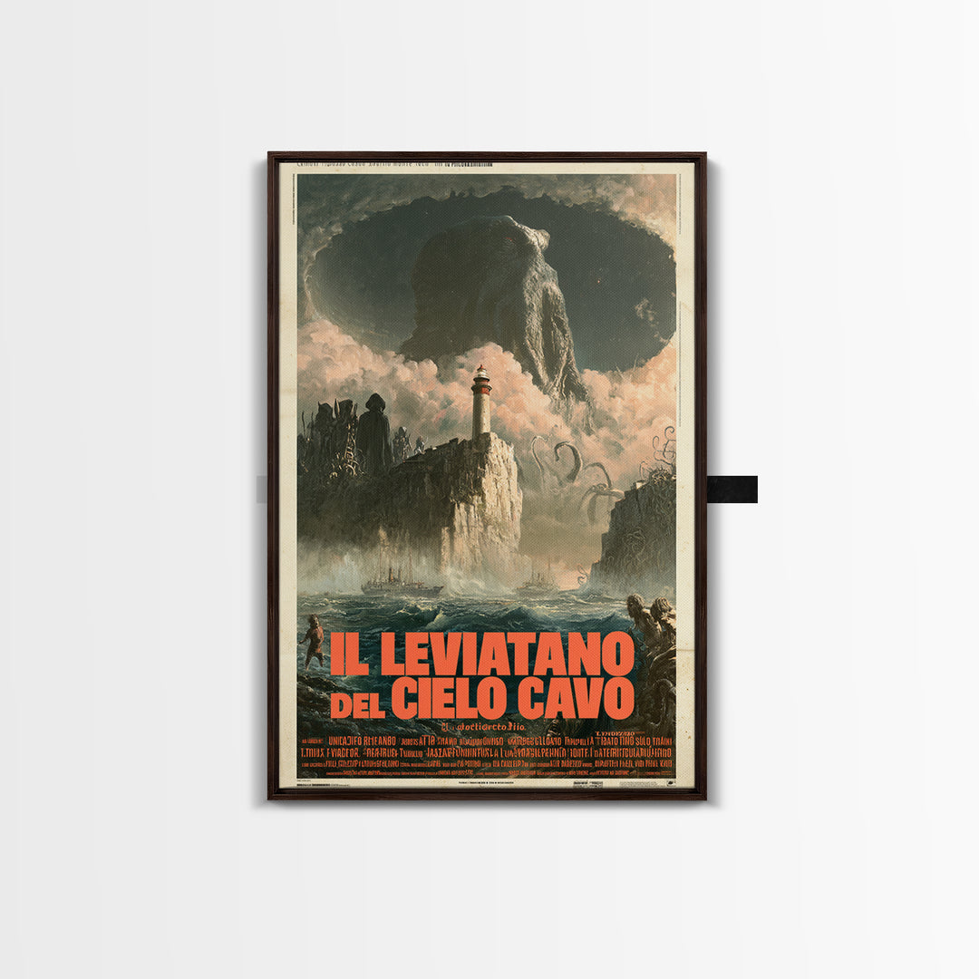 The Leviathan Of The Hollow Sky, Italian Language Horror Movie Poster, 1970s Horror Art, Gothic Cinema Wall Art, Framed Canvas Print