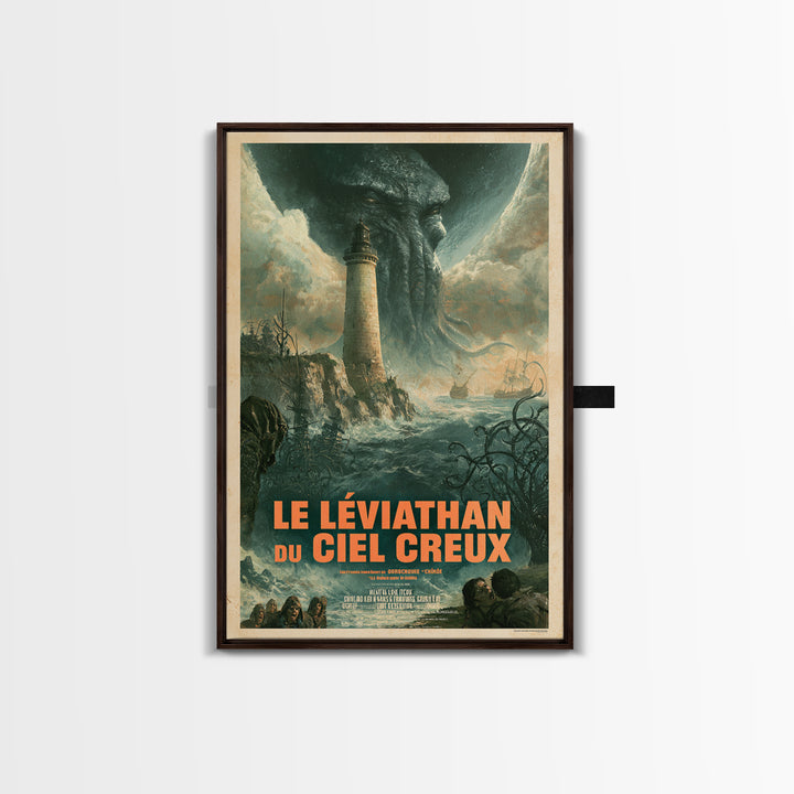 The Leviathan Of The Hollow Sky, French Language Horror Movie Poster, 1960s Horror Art, Classic Monster Poster, Canvas Print