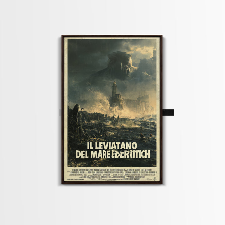 The Leviathan Of The Eldritch Sea, Italian Language Horror Movie Poster, 1970s Horror Art, Gothic Cinema Wall Art, Framed Canvas Print