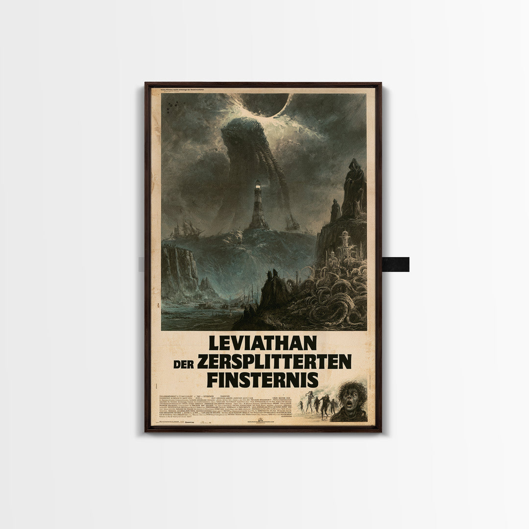 The Leviathan Of The Shattered Eclipse, German Language Horror Movie Poster, 1960s Horror Art, Eldritch Cinema Wall Art, Framed Canvas Print