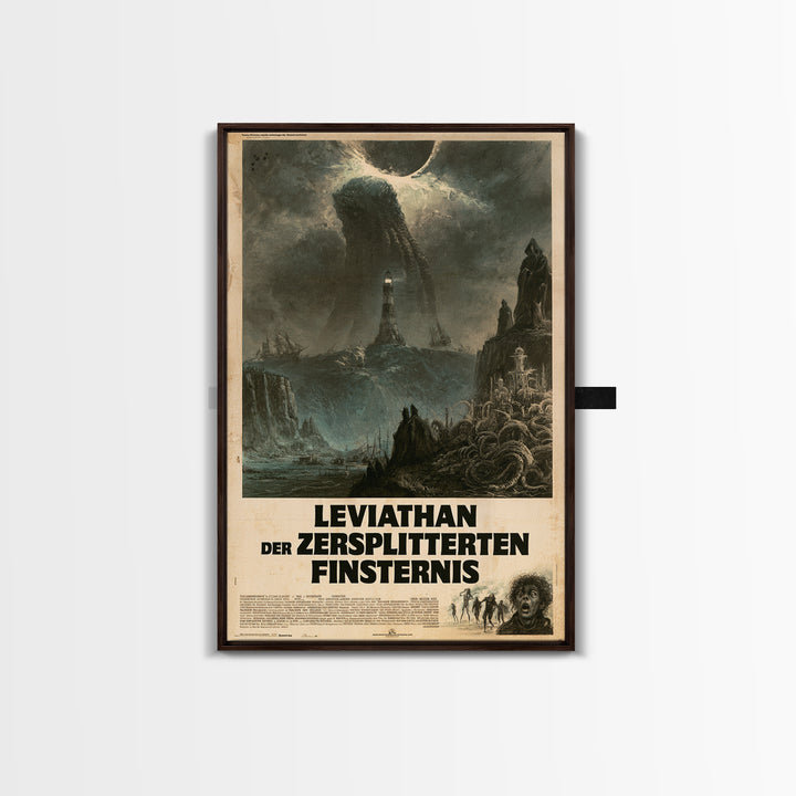 The Leviathan Of The Shattered Eclipse, German Language Horror Movie Poster, 1960s Horror Art, Eldritch Cinema Wall Art, Framed Canvas Print