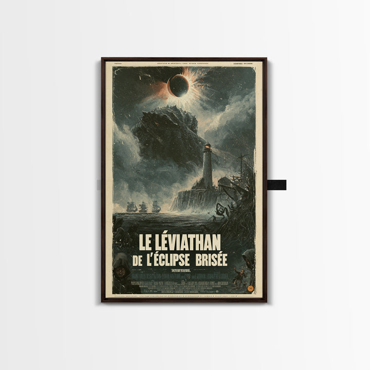 The Leviathan Of The Shattered Eclipse, French Language Horror Movie Poster, 1960s Horror Art, Eldritch Cinema Wall Art, Framed Canvas Print