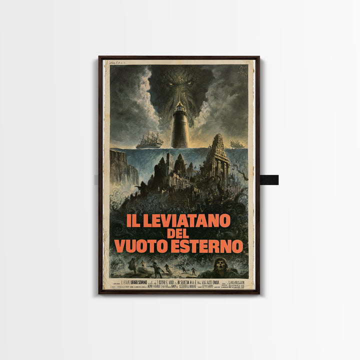 The Leviathan Of The Outer Void, Italian Language Horror Movie Poster, 1970s Horror Art, Gothic Cinema Wall Art, Framed Canvas Print