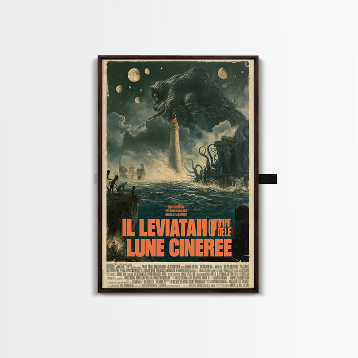 The Leviathan Of Ashen Moons, Italian Language Horror Movie Poster, 1970s Horror Art, Classic Monster Poster, Canvas Print, Dark Fantasy Art