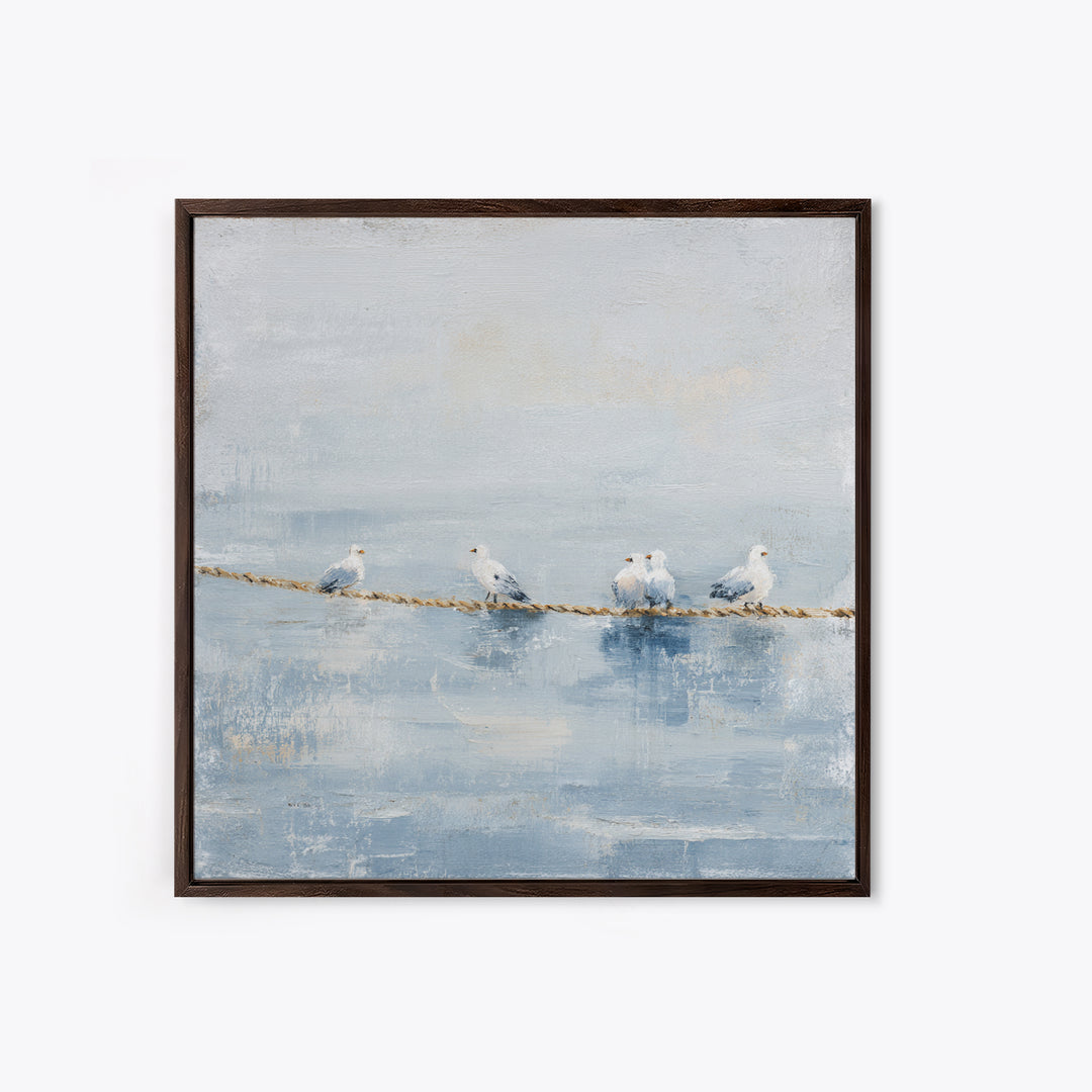 Seagulls Crossing a Muted Sky Canvas Print, Coastal Art, Landscape Painting, Coastal Decor, Fine Art, Coastal, Modern Decor, COA-1x1-10