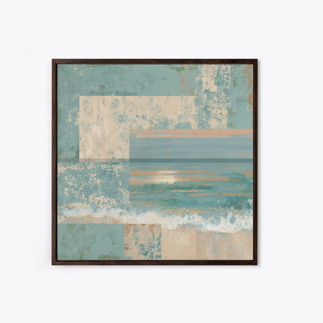 Abstract Seafoam Patterns Framed Canvas Print, Coastal Art, Beach Print, Coastal Decor, Fine Art, Coastal, Statement Artwork, COA-1x1-42