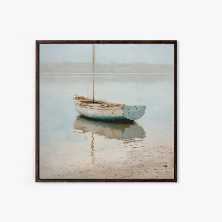 Weathered Sailboat on Calm Morning Water Canvas Print, Coastal Art, Coastal Prints, Coastal Decor, Fine Art, Coastal, COA-1x1-50