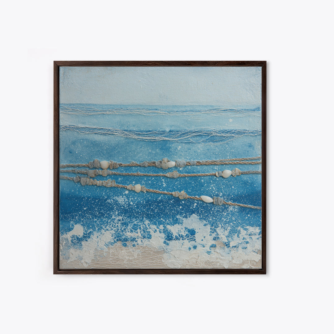 Minimal Wave Line Drawing Framed Canvas Print, Coastal Art, Boho Wall Art, Coastal Decor, Abstract Art, Coastal, Beach Print, COA-1x1-56