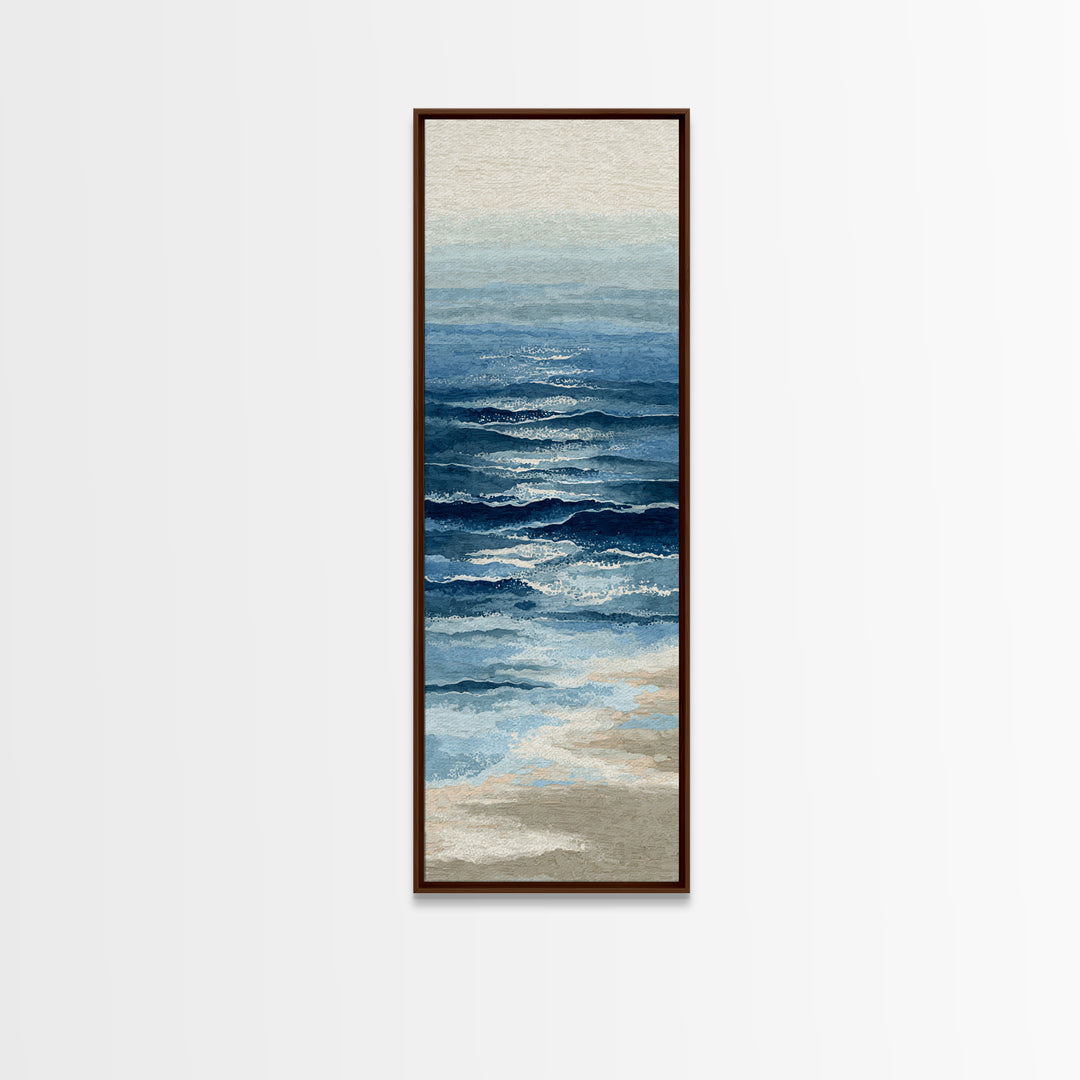 Minimal Wave Line Drawing Framed Canvas Print, Coastal Art, Luxury Decor, Coastal Decor, Fine Art, Coastal, Original Art, COA-1x3-20