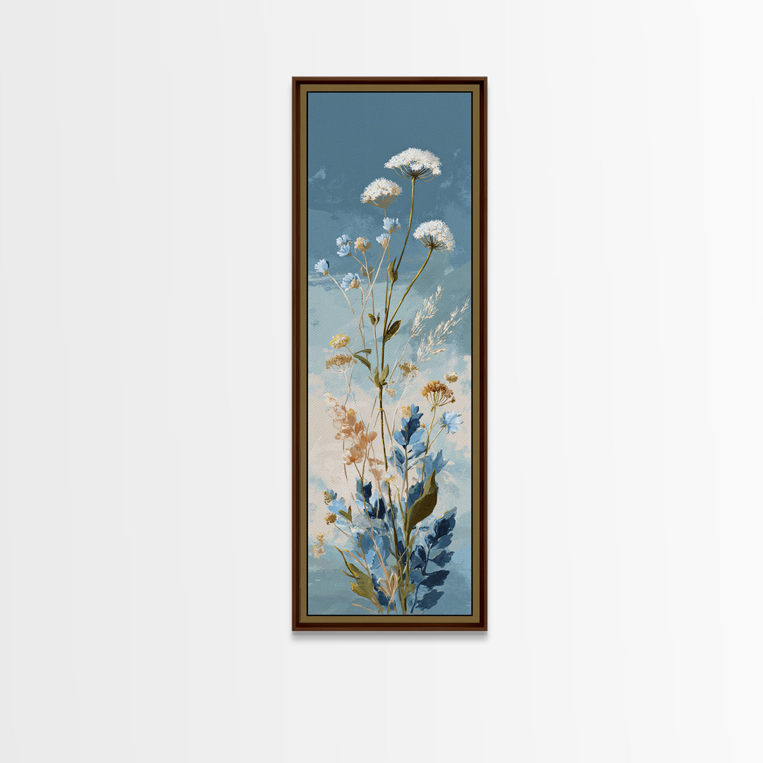 Coastal Botanical Bouquet Canvas Print, Coastal Art, Watercolor Painting, Coastal Decor, Oil Painting, Coastal, COA-1x3-33