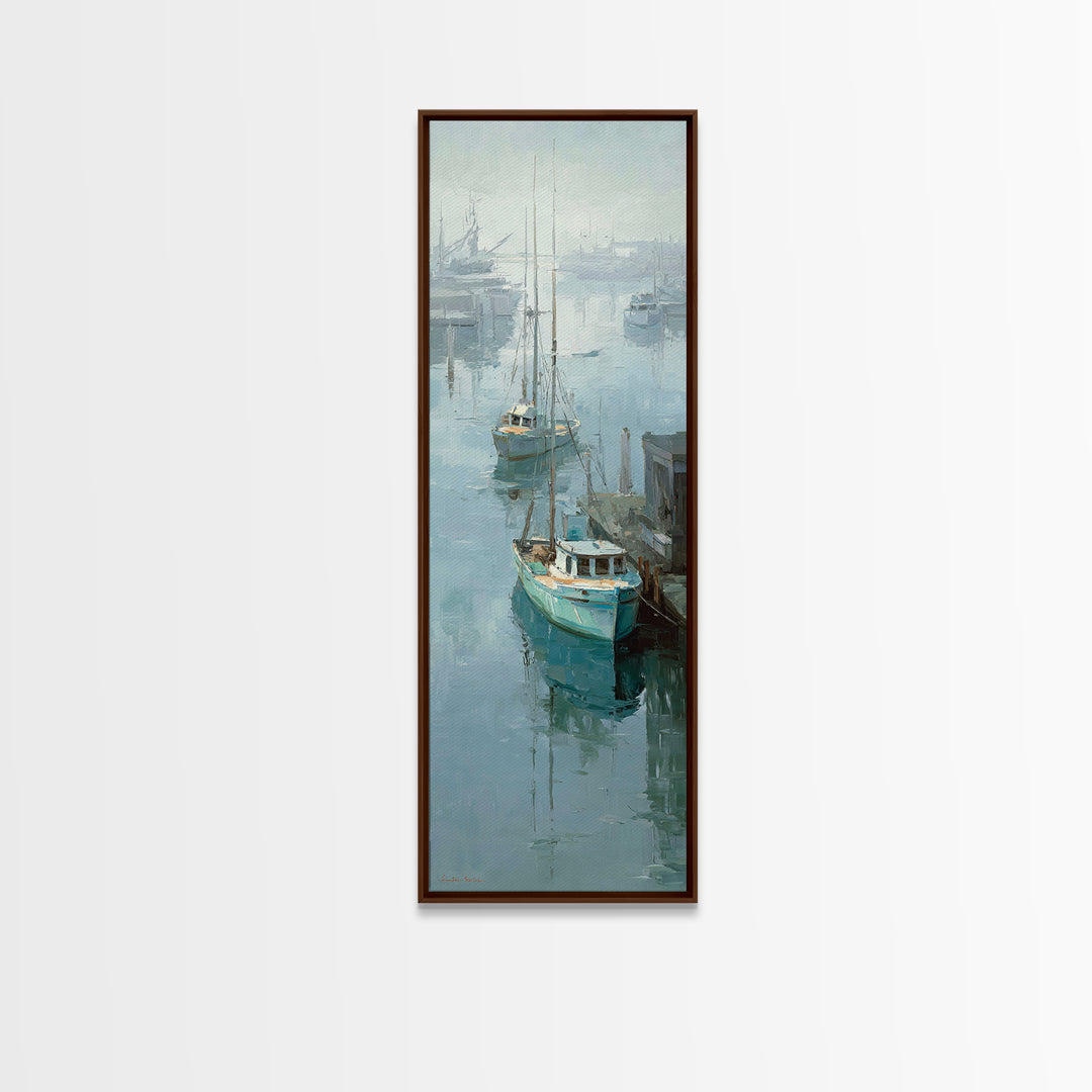 Foggy Harbor with Distant Boats Canvas Print, Coastal Art, Modern Wall Art, Coastal Decor, Fine Art, Coastal, Coastal Prints, COA-1x3-72