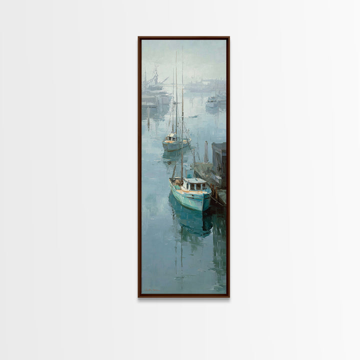 Foggy Harbor with Distant Boats Canvas Print, Coastal Art, Modern Wall Art, Coastal Decor, Fine Art, Coastal, Coastal Prints, COA-1x3-72