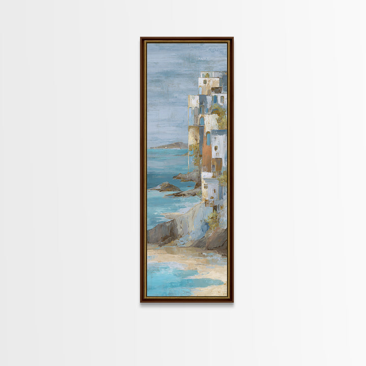 Mediterranean Cove with Cliff Shadows Canvas Print, Coastal Art, Art Print, Coastal Decor, Fine Art, Coastal, Wood Wall Art, COA-1x3-77