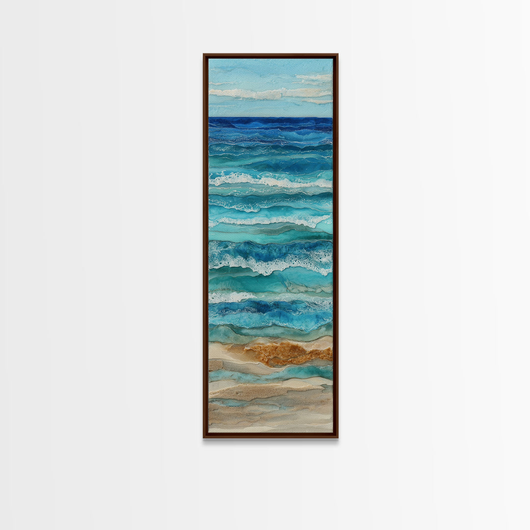 Aerial Sandbar with Turquoise Water Canvas Print, Coastal Art, Landscape Painting, Coastal Decor, Coastal, Modern Decor, COA-1x3-89