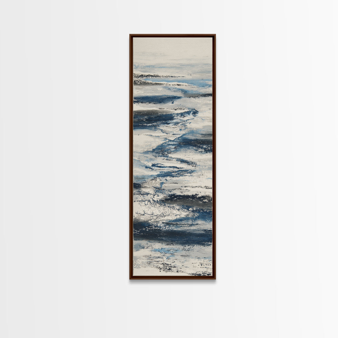 Minimal Wave Line Drawing Framed Canvas Print, Coastal Art, Coastal Decor, Abstract Art, Coastal, Oyster Art, Gallery Decor, COA-1x3-92