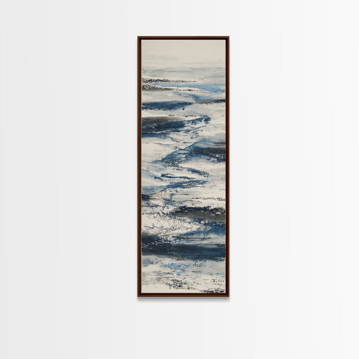 Minimal Wave Line Drawing Framed Canvas Print, Coastal Art, Coastal Decor, Abstract Art, Coastal, Oyster Art, Gallery Decor, COA-1x3-92