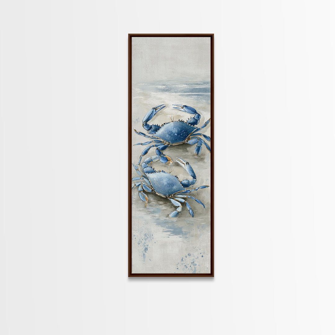 Blue Crab Illustration Canvas Print, Coastal Art, Statement Artwork, Coastal Decor, Fine Art, Coastal, Prints, COA-1x3-98