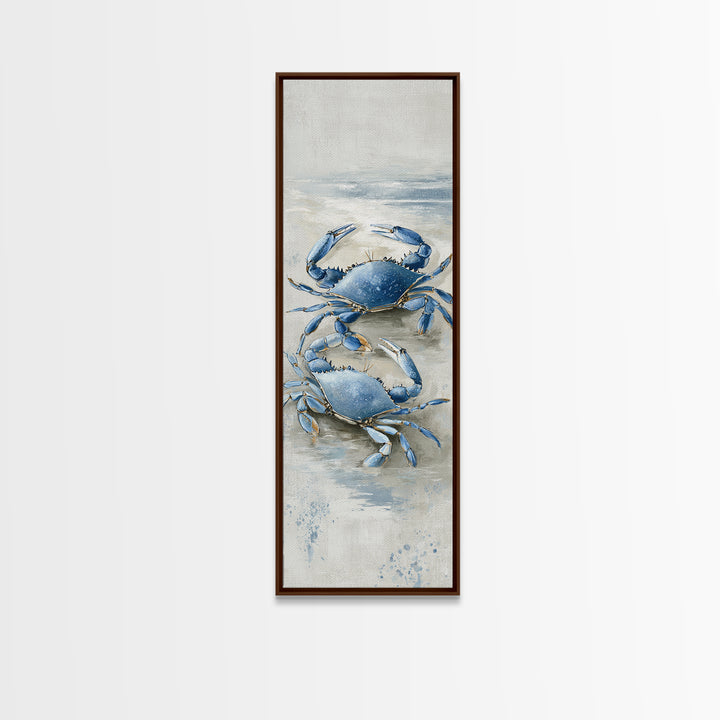 Blue Crab Illustration Canvas Print, Coastal Art, Statement Artwork, Coastal Decor, Fine Art, Coastal, Prints, COA-1x3-98