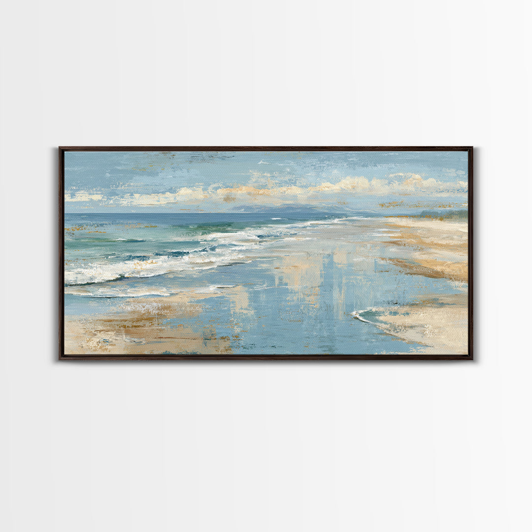 Abstract Seafoam Patterns Framed Canvas Print, Coastal Art, Fine Art Print, Coastal Decor, Abstract Art, Coastal, Wall Decor, COA-2x1-14