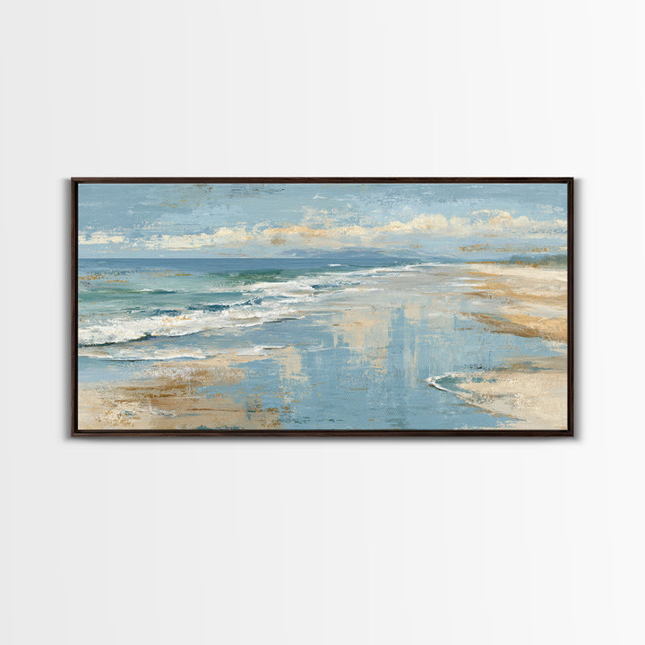 Abstract Seafoam Patterns Framed Canvas Print, Coastal Art, Fine Art Print, Coastal Decor, Abstract Art, Coastal, Wall Decor, COA-2x1-14