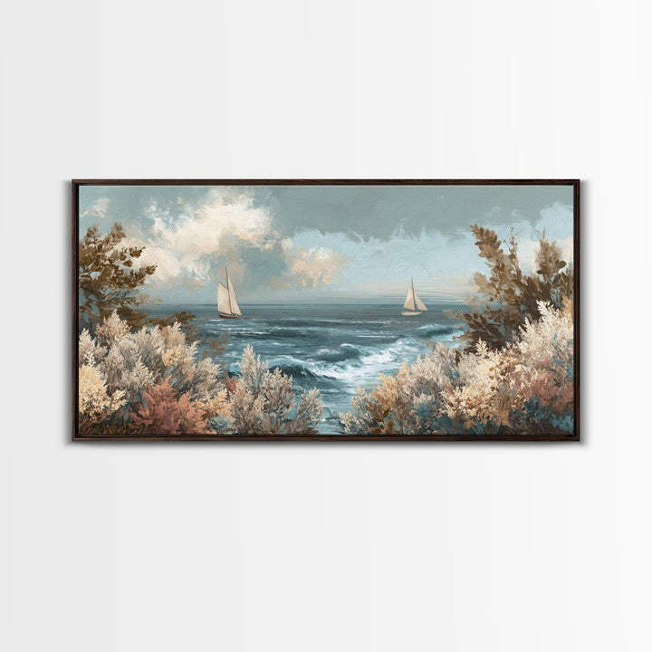Coastal Botanical Bouquet Canvas Print, Coastal Art, Contemporary Art, Coastal Decor, Fine Art, Coastal, Modern Wall Art, COA-2x1-17