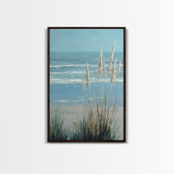 Coastal Grasses Moving Framed Canvas Print, Coastal Art, Wall Art, Coastal Decor, Fine Art, Coastal, Bird Art, Wood Art, COA-2x3-60