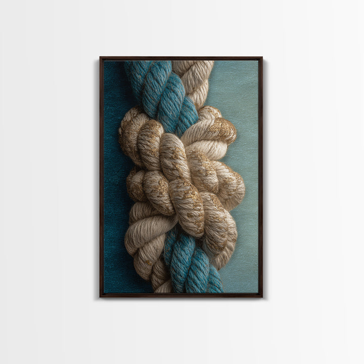 Weathered Nautical Rope and Brass Compass Canvas Print, Coastal Art, Original Art, Coastal Decor, Coastal, Blue Wall Art, COA-2x3-71
