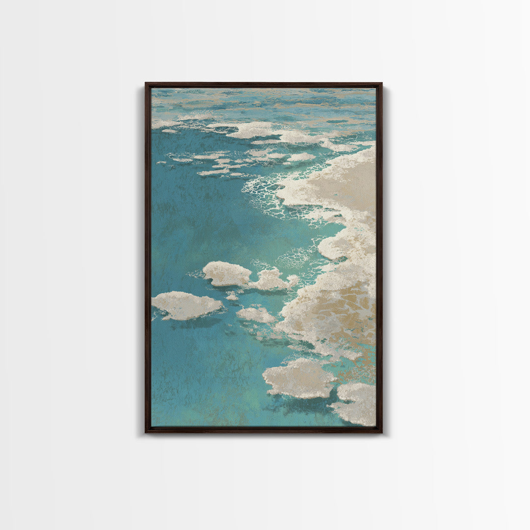Abstract Seafoam Patterns Framed Canvas Print, Coastal Art, Prints, Coastal Decor, Abstract Art, Coastal, Coastal Wall Art, COA-2x3-74