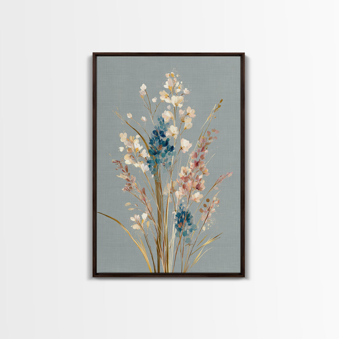 Coastal Botanical Bouquet Canvas Print, Coastal Art, Bird Art, Coastal Decor, Fine Art, Coastal, Living Room Art, Ocean Art, COA-2x3-77
