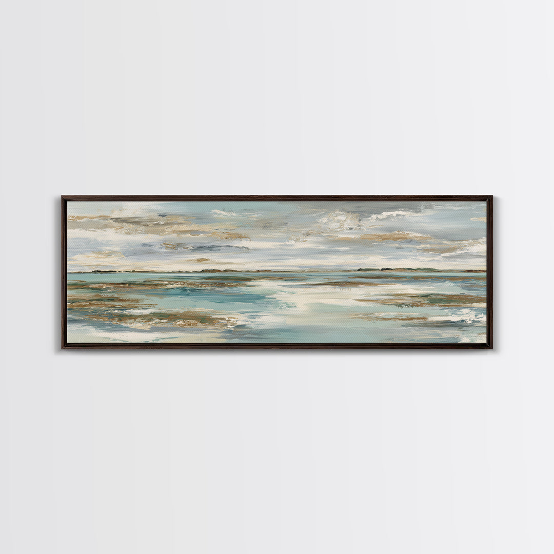 Abstract Seafoam Patterns Framed Canvas Print, Coastal Art, Bird Art, Coastal Decor, Fine Art, Coastal, Living Room Art, COA-3x1-58