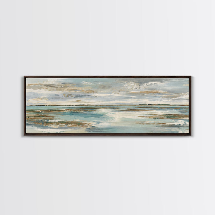 Abstract Seafoam Patterns Framed Canvas Print, Coastal Art, Bird Art, Coastal Decor, Fine Art, Coastal, Living Room Art, COA-3x1-58