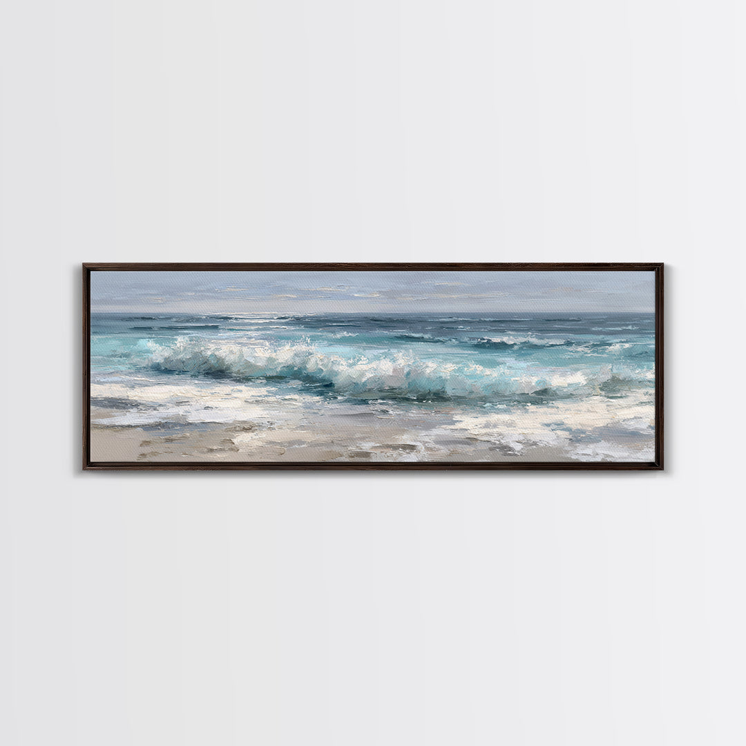 Moonlit Ocean with Silver Surf Canvas Print, Coastal Art, Gallery Decor, Coastal Decor, Fine Art, Coastal, Contemporary Art, COA-3x1-62