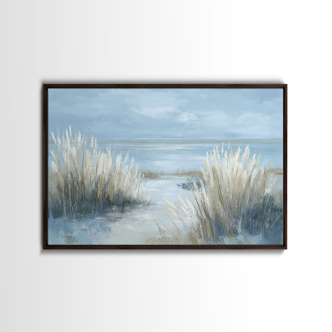 Coastal Grasses Moving Framed Canvas Print, Coastal Art, Modern Wall Art, Coastal Decor, Oil Painting, Coastal, Coastal Prints, COA-3x2-8