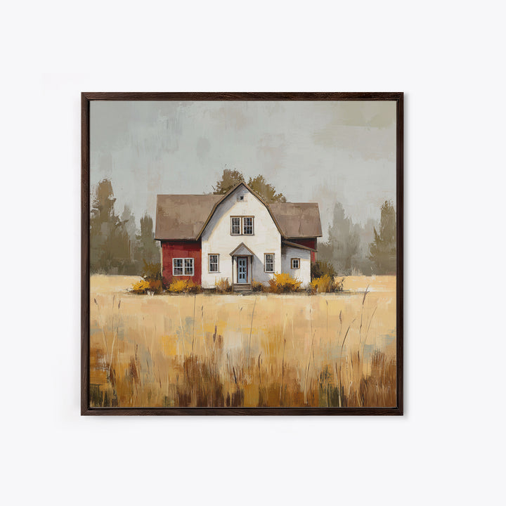 White Farmhouse Surrounded by Tall Grass Canvas Print, Country Art, Farmhouse Wall Decor, Farmhouse Decor, Fine Art, Country, COU-1x1-10