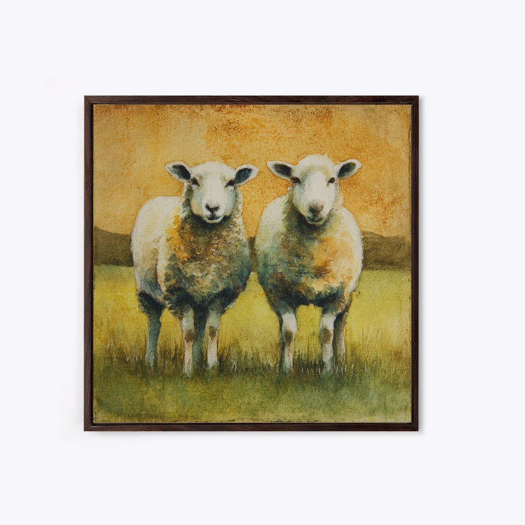 Watercolor Sheep in a Green Pasture Canvas Print, Country Art, Oil Painting, Farmhouse Decor, Country, Digital Art Prints, COU-1x1-23