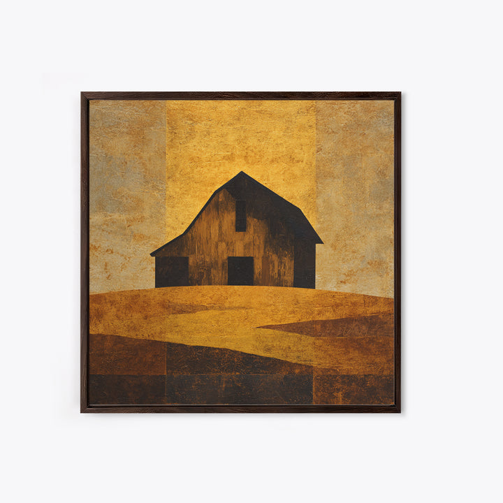 Rustic Barn Silhouette Framed Canvas Print, Country Art, Farmhouse Decor, Country, Gallery Wall Art, Landscape Wall Art, COU-1x1-27
