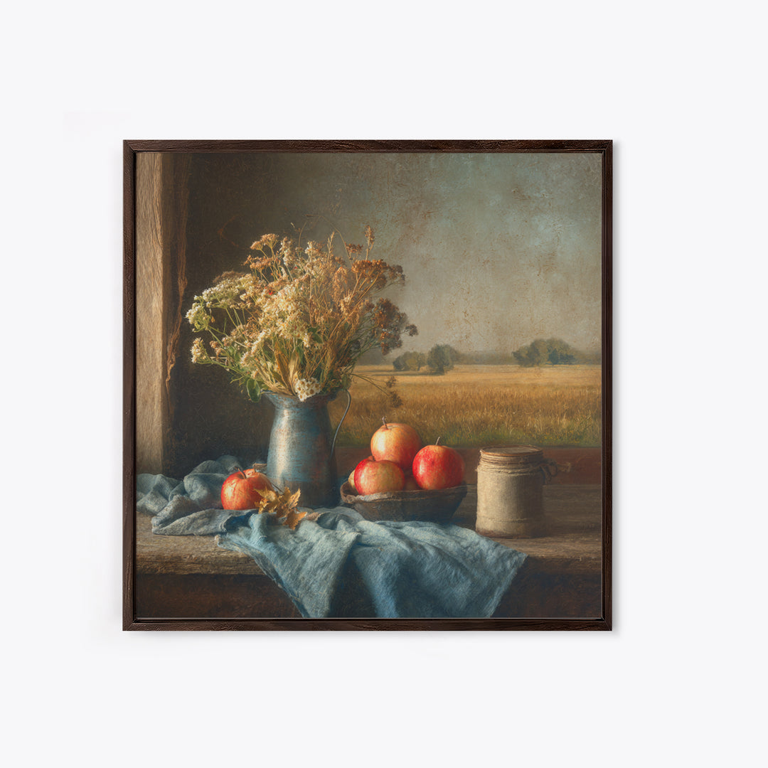Apple Orchard with Warm Autumn Light Canvas Print, Country Art, French Country Decor, Farmhouse Decor, Oil Painting, Country, COU-1x1-30