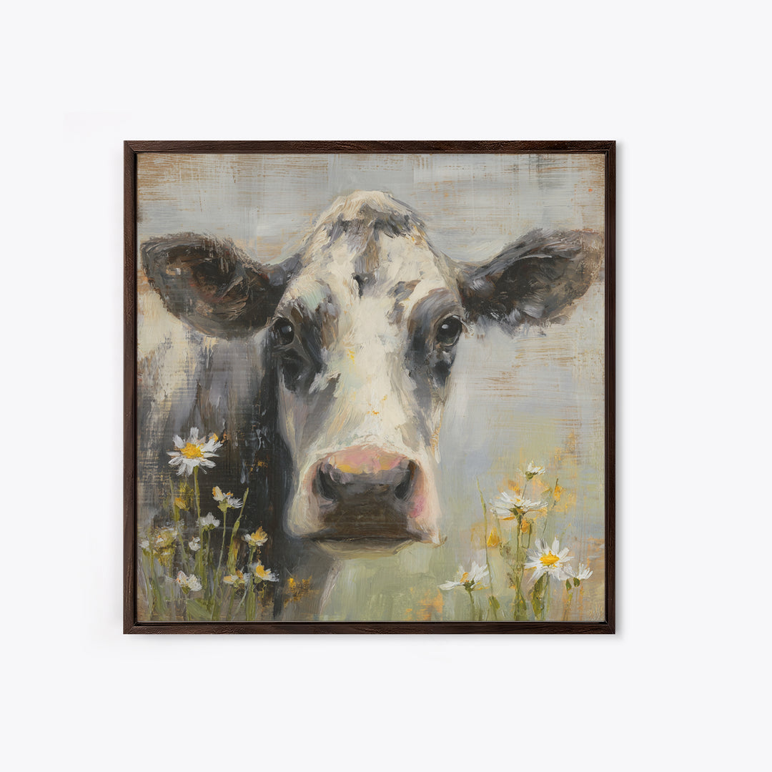 Cow Portrait with Gentle Farmhouse Personality Canvas Print, Country Art, Home Decor, Farmhouse Decor, Fine Art, Country, COU-1x1-4