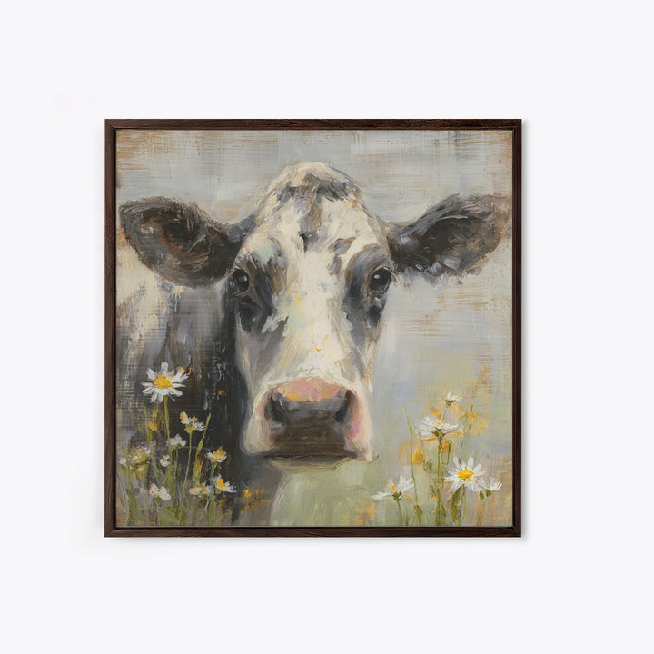 Cow Portrait with Gentle Farmhouse Personality Canvas Print, Country Art, Home Decor, Farmhouse Decor, Fine Art, Country, COU-1x1-4