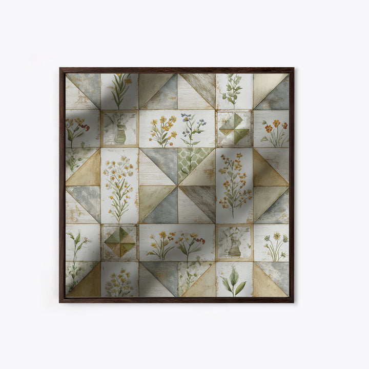 Quilt Geometric Folk Pattern Canvas Print, Country Art, Farmhouse Wall Decor, Farmhouse Decor, Abstract Art, Country, COU-1x1-60