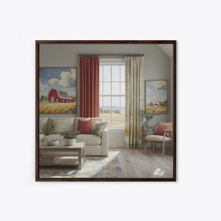 Cornfield under Dramatic Summer Clouds Framed Canvas Print, Country Art, Floral Wall Art, Farmhouse Decor, Abstract Art, COU-1x1-66