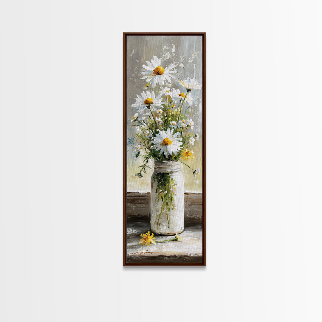 Milk Can and Daisies Rustic Still Life Canvas Print, Country Art, Eclectic Wall Art, Farmhouse Decor, Watercolor Art, Country, COU-1x3-1