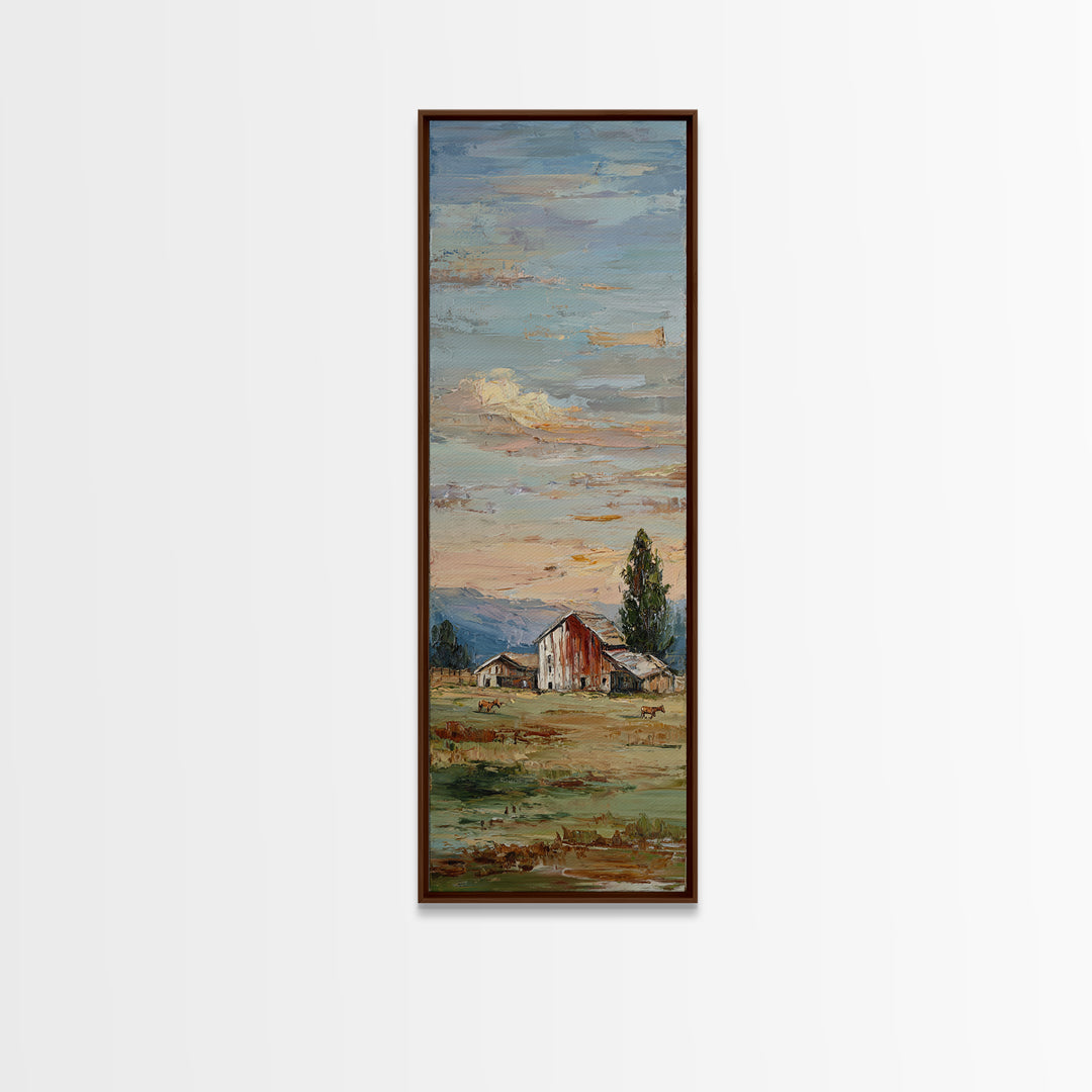 Rolling Pasture with Grazing Horses at Sunrise Canvas Print, Country Art, Fine Art Print, Farmhouse Decor, Fine Art, Country, COU-1x3-13