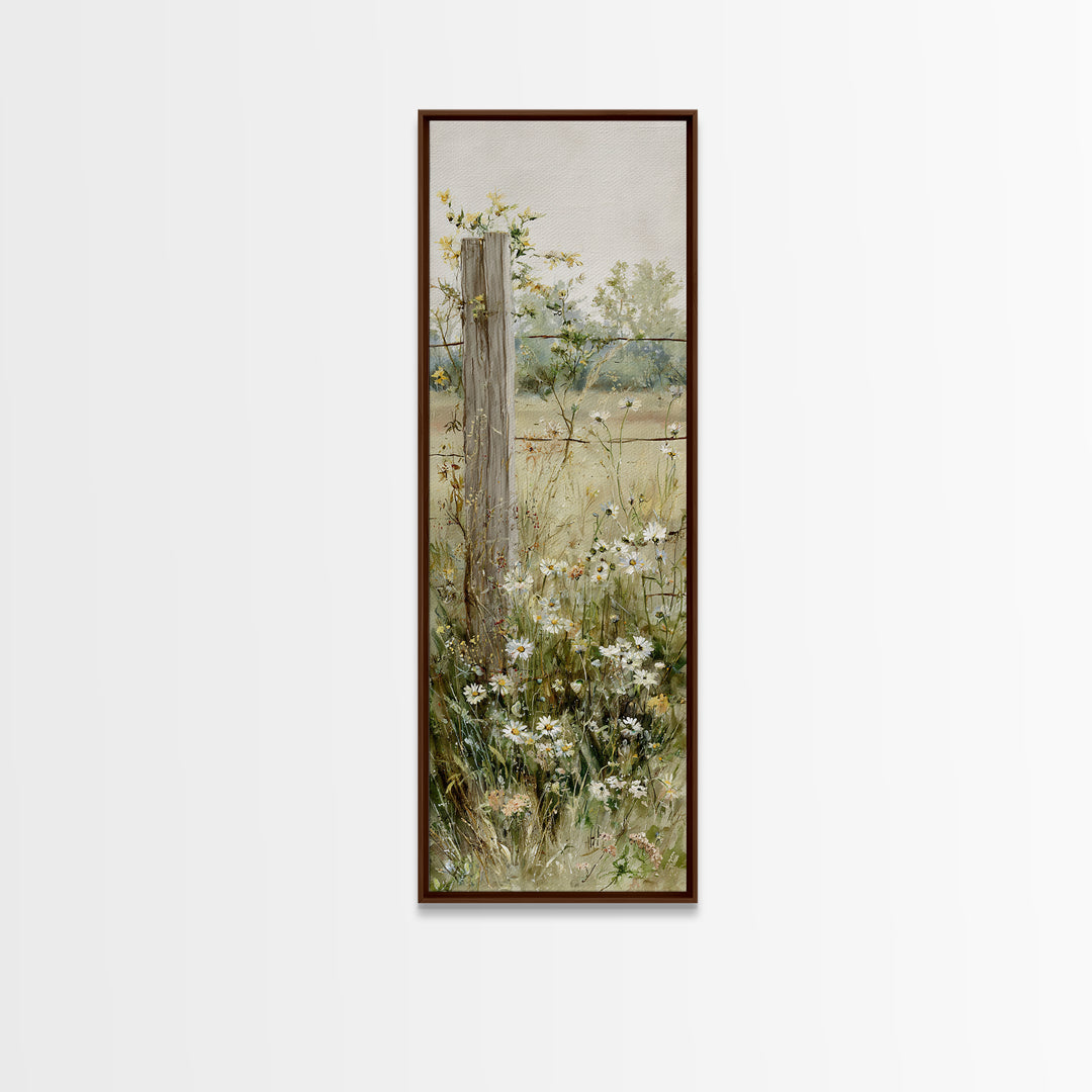 Wildflower Meadow Beside an Old Fence Canvas Print, Country Art, French Country, Farmhouse Decor, Country, Luxury Decor, COU-1x3-14