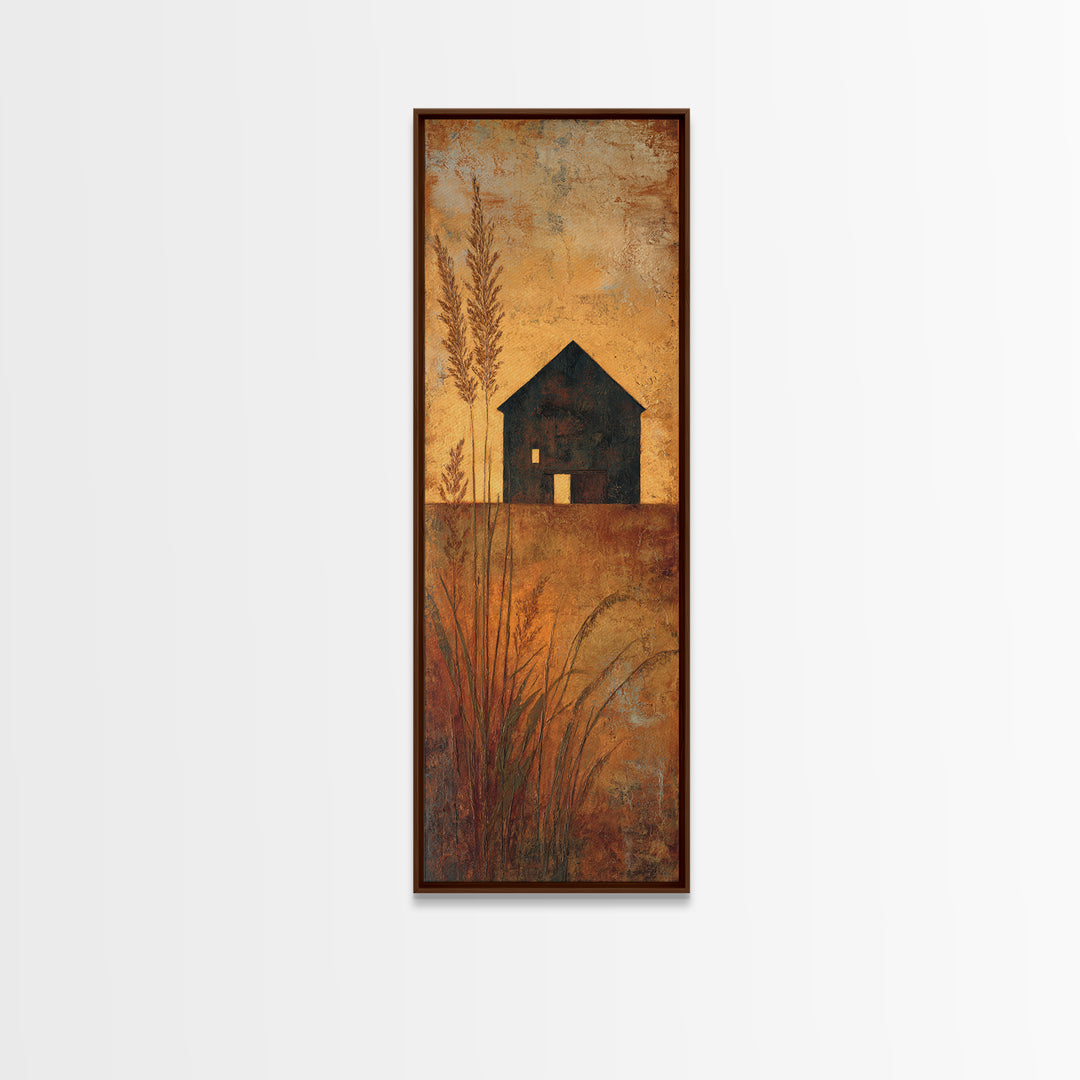 Rustic Barn Silhouette Framed Canvas Print, Country Art, Home Decor, Farmhouse Decor, Abstract Art, Country, Printable Art, COU-1x3-15