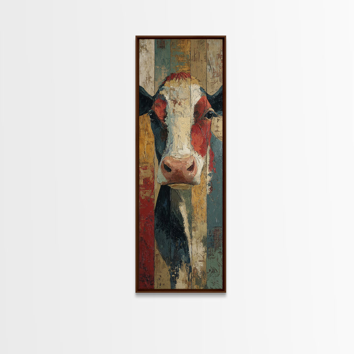 Cow Portrait with Gentle Farmhouse Personality Canvas Print, Country Art, Boho Decor, Farmhouse Decor, Fine Art, Country, COU-1x3-16
